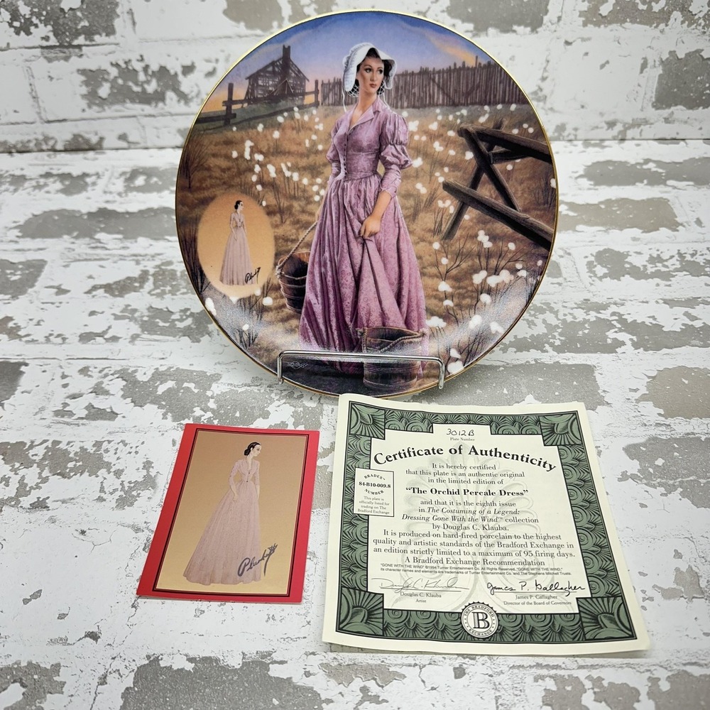 Vintage Bradford‎ Exchange Orchid Percale Dress Gone With Wind Purple Plate COA